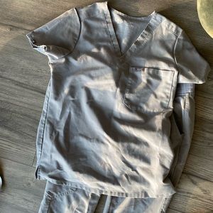 Figs light gray stone scrub top and jogger pants